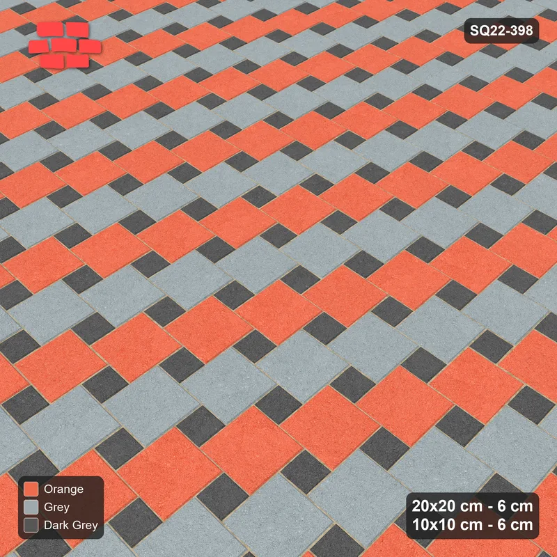 Interlock (Pasco) 20x20 cm · SQ22-398 · Offset Lattice, Stripes - Sunset Slate (Mirrored) · Side view