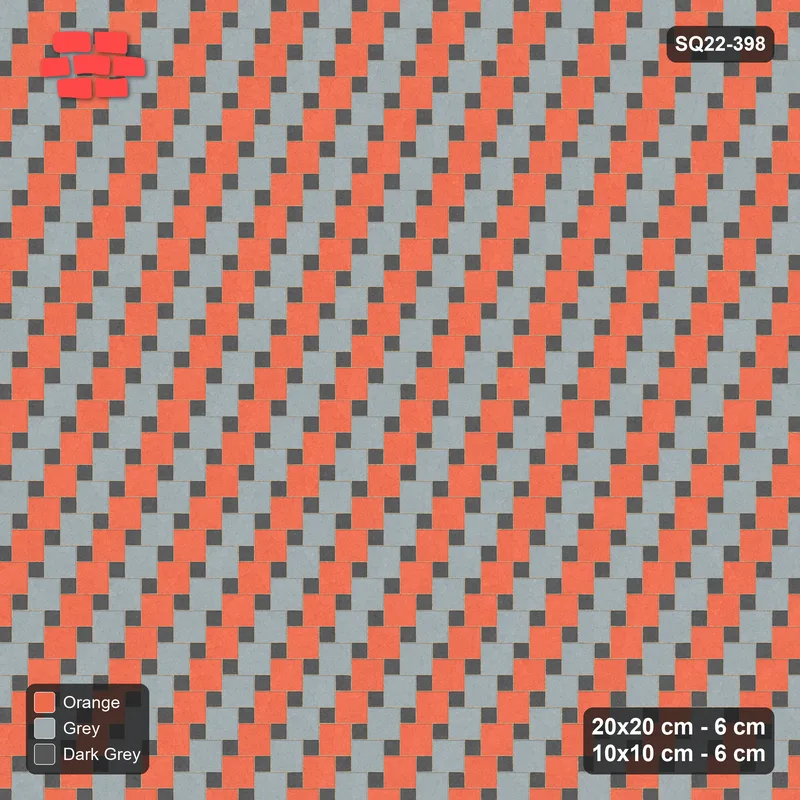 Interlock (Pasco) 20x20 cm · SQ22-398 · Offset Lattice, Stripes - Sunset Slate (Mirrored) · Top view