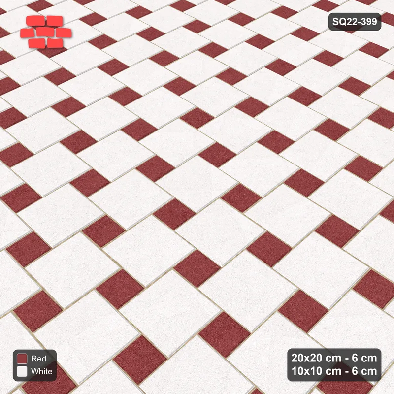 Interlock (Pasco) 20x20 cm · SQ22-399 · Offset Lattice, Swapped - Burgundy & Ivory (Mirrored) · Side view