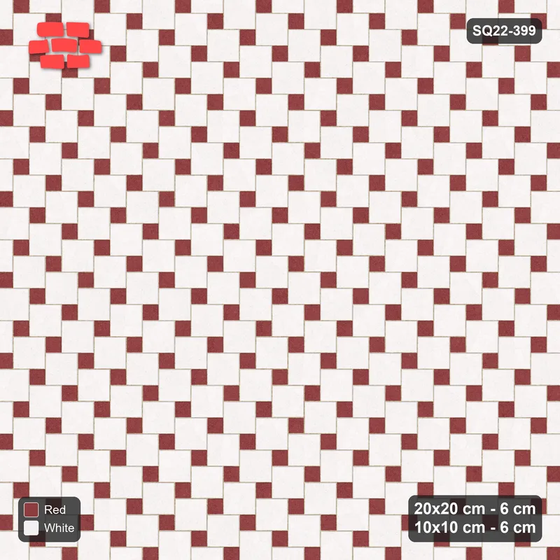Interlock (Pasco) 20x20 cm · SQ22-399 · Offset Lattice, Swapped - Burgundy & Ivory (Mirrored) · Top view