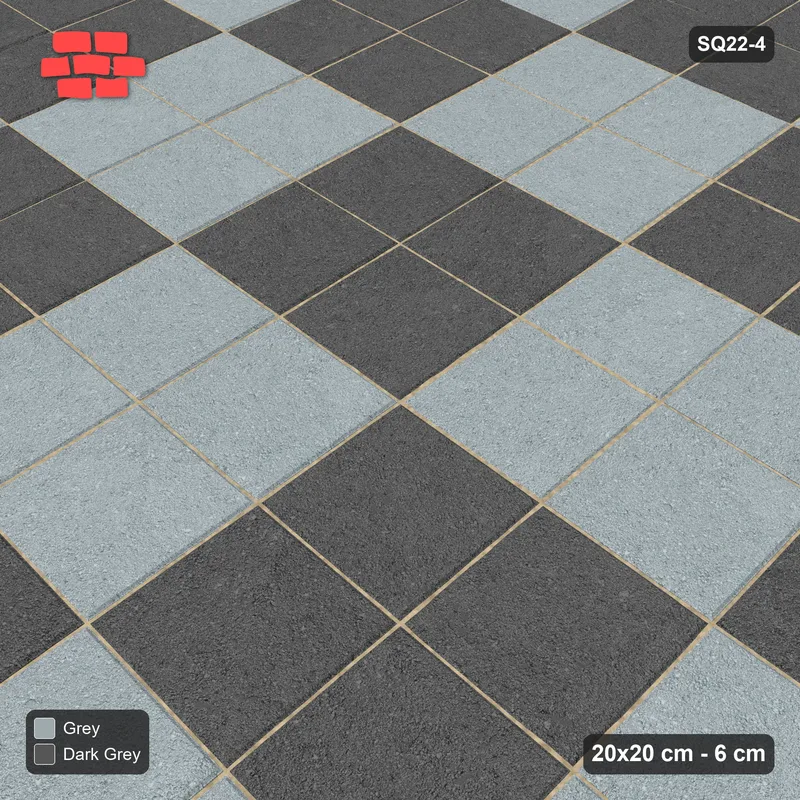 Interlock (Pasco) 20x20 cm · SQ22-4 · Block Checker 2x2 · Side view Interlock (Pasco) 20x20 cm · SQ22-4 · Block Checker 2x2 · Side view