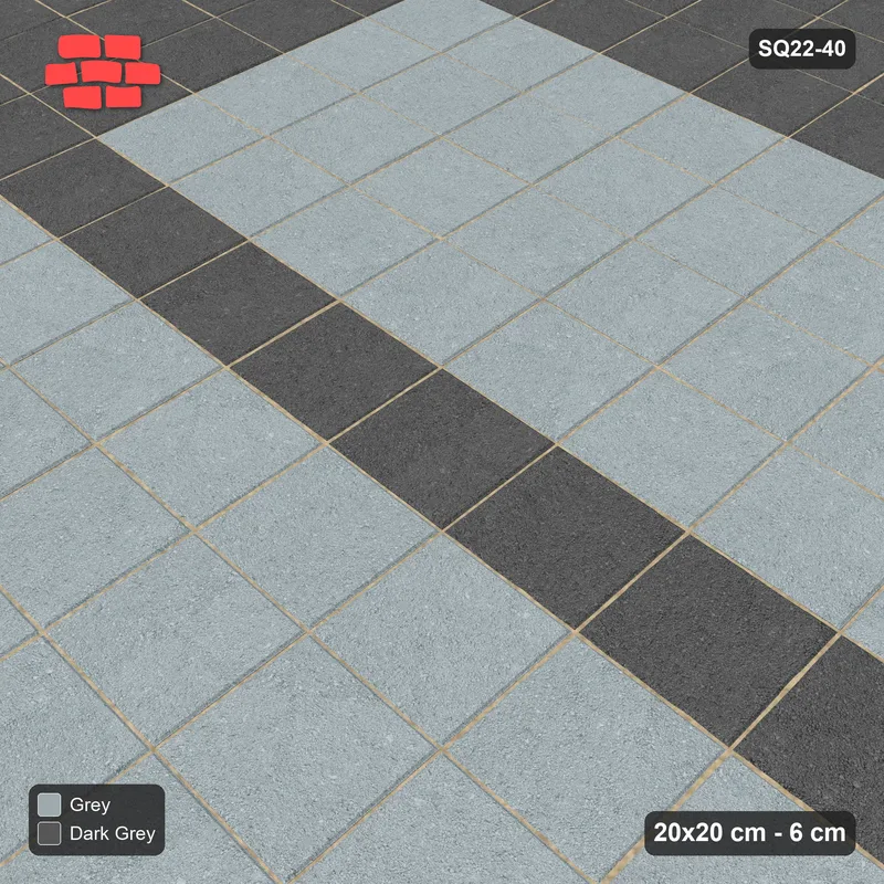 Interlock (Pasco) 20x20 cm · SQ22-40 · Triple Border Centre Band · Side view