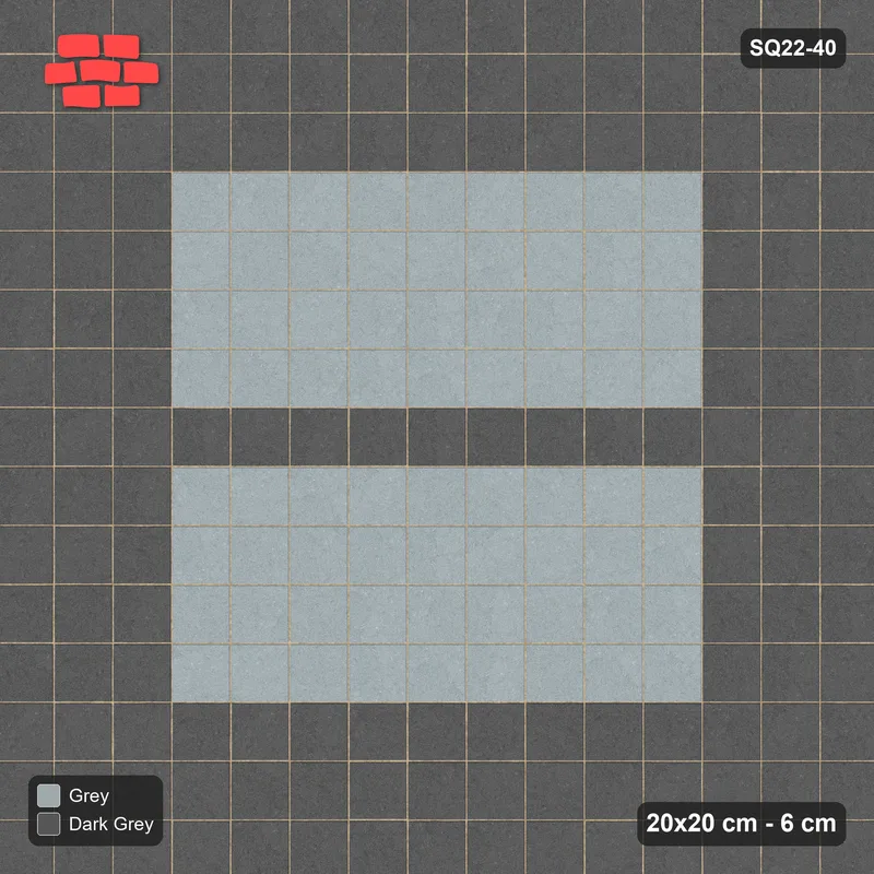 Interlock (Pasco) 20x20 cm · SQ22-40 · Triple Border Centre Band · Top view