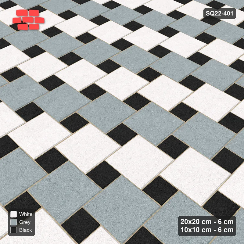 Interlock (Pasco) 20x20 cm · SQ22-401 · Offset Lattice, Rows - Tuxedo · Side view