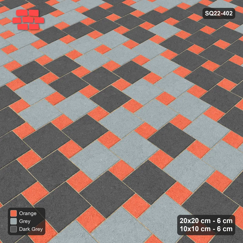 Interlock (Pasco) 20x20 cm · SQ22-402 · Offset Lattice, Blend - Sunset Slate (Mirrored) · Side view