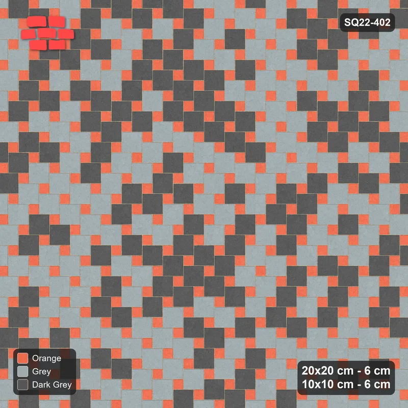 Interlock (Pasco) 20x20 cm · SQ22-402 · Offset Lattice, Blend - Sunset Slate (Mirrored) · Top view