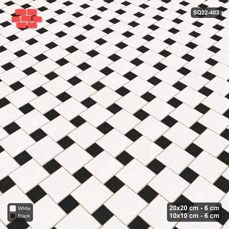 Interlock (Pasco) 20x20 cm · SQ22-403 · Offset Lattice, Solid - Contrast · Side view