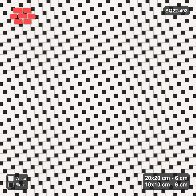 Interlock (Pasco) 20x20 cm · SQ22-403 · Offset Lattice, Solid - Contrast · Top view