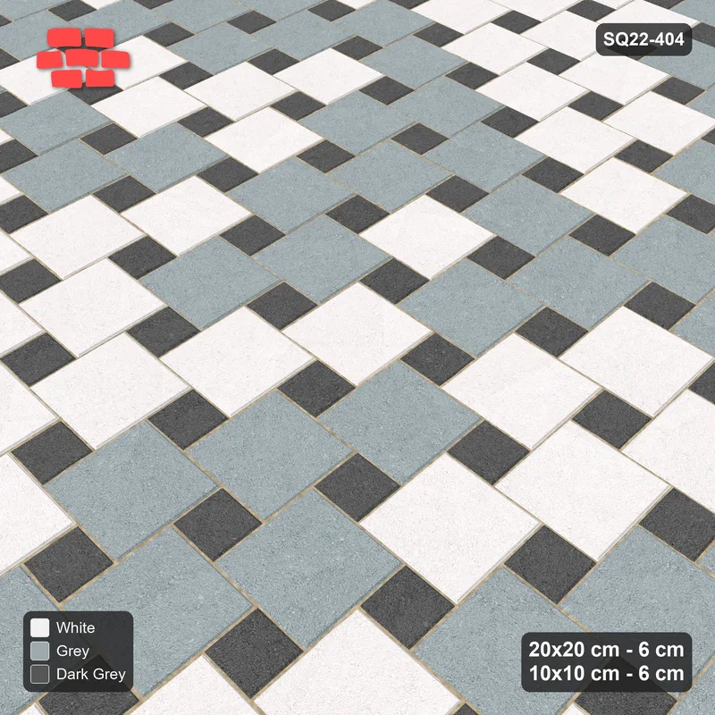 Interlock (Pasco) 20x20 cm · SQ22-404 · Offset Lattice, Blend - Monochrome (Mirrored) · Side view