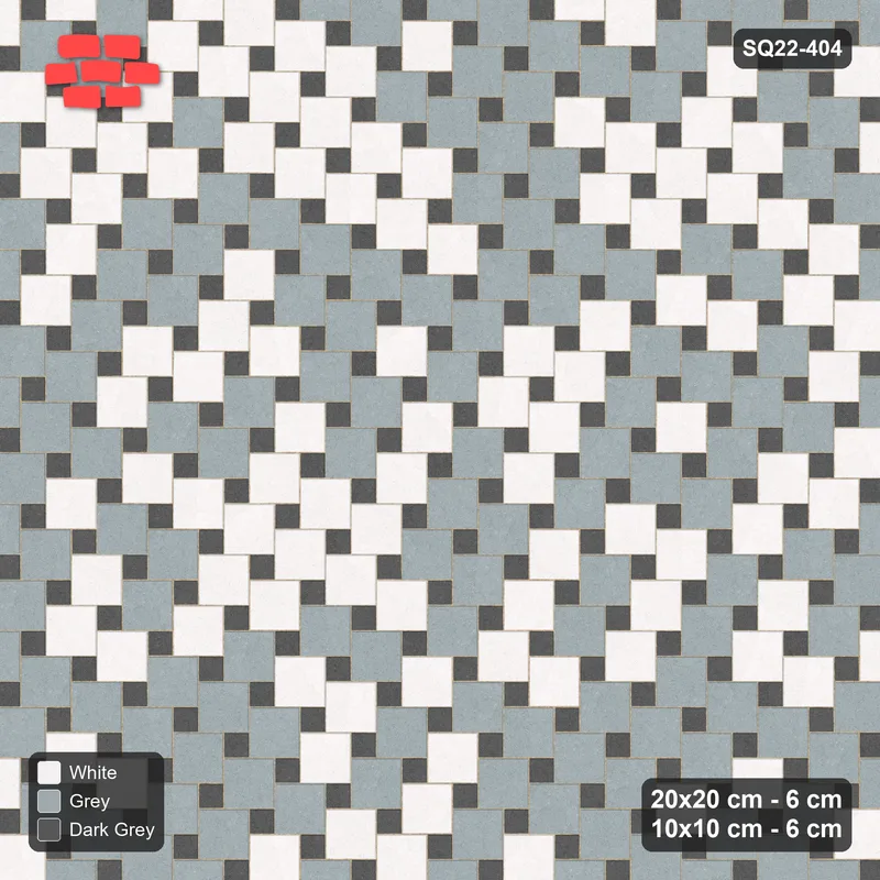 Interlock (Pasco) 20x20 cm · SQ22-404 · Offset Lattice, Blend - Monochrome (Mirrored) · Top view