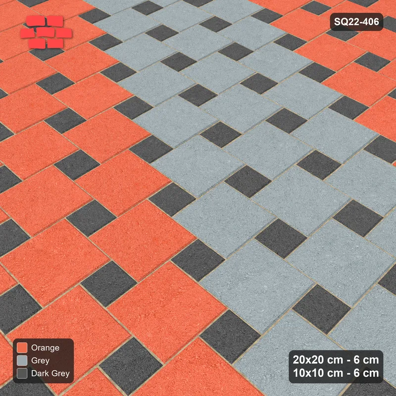Interlock (Pasco) 20x20 cm · SQ22-406 · Offset Lattice, Bands - Sunset Slate (Mirrored) · Side view