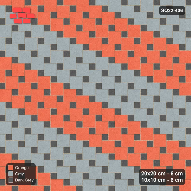 Interlock (Pasco) 20x20 cm · SQ22-406 · Offset Lattice, Bands - Sunset Slate (Mirrored) · Top view