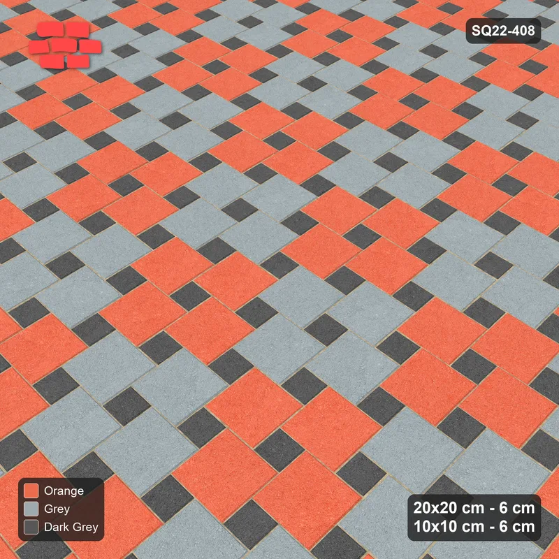 Interlock (Pasco) 20x20 cm · SQ22-408 · Offset Lattice, Checker - Sunset Slate · Side view