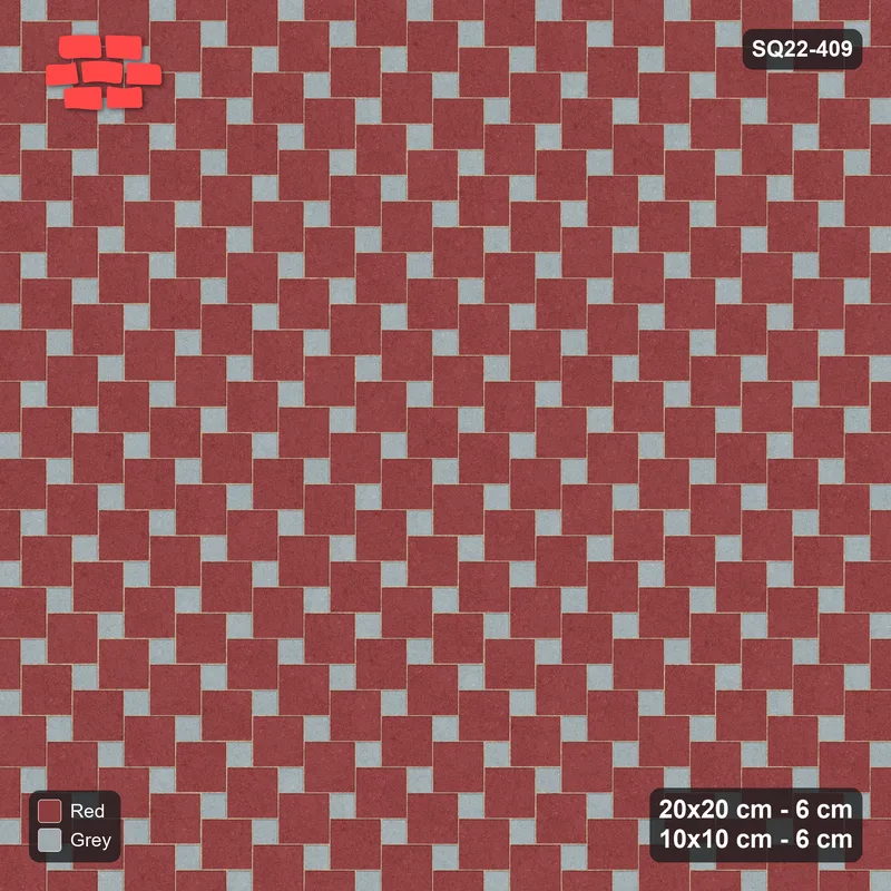 Interlock (Pasco) 20x20 cm · SQ22-409 · Offset Lattice, Solid - Brick & Ash (Mirrored) · Top view