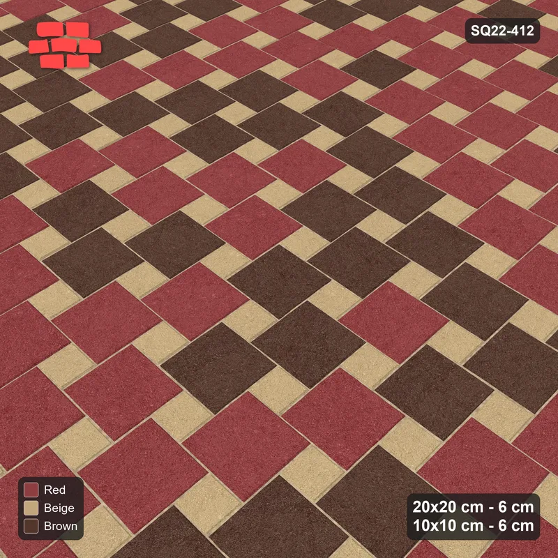 Interlock (Pasco) 20x20 cm · SQ22-412 · Offset Lattice, Blend - Tuscany (Mirrored) · Side view