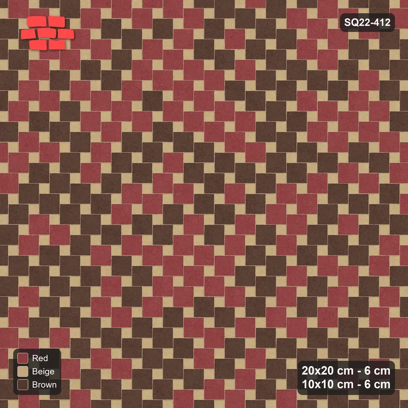 Interlock (Pasco) 20x20 cm · SQ22-412 · Offset Lattice, Blend - Tuscany (Mirrored) · Top view