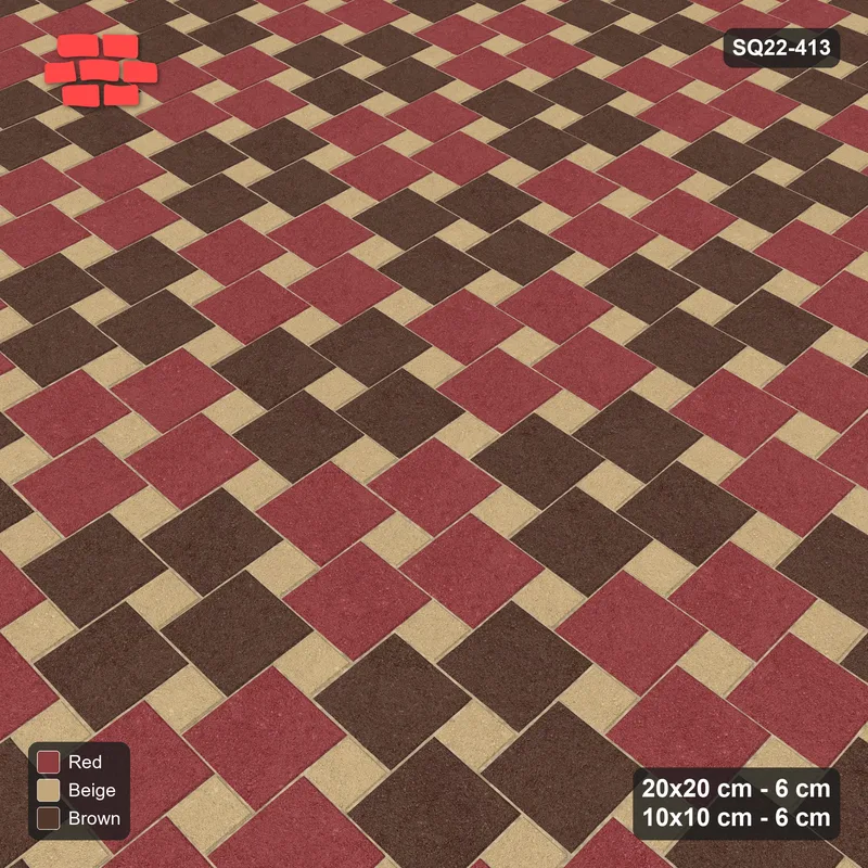 Interlock (Pasco) 20x20 cm · SQ22-413 · Offset Lattice, Checker - Tuscany (Mirrored) · Side view