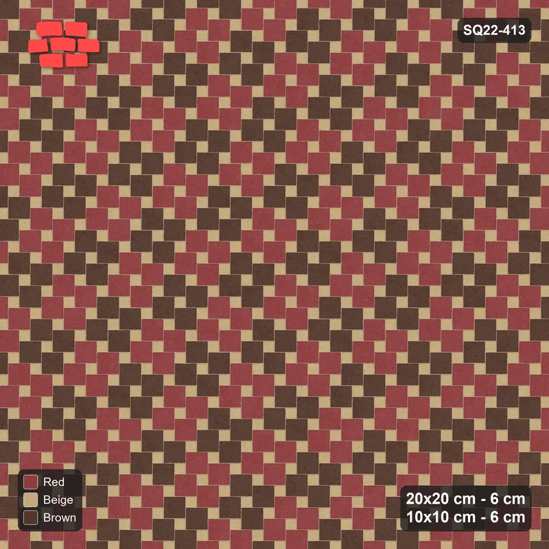Interlock (Pasco) 20x20 cm · SQ22-413 · Offset Lattice, Checker - Tuscany (Mirrored) · Top view