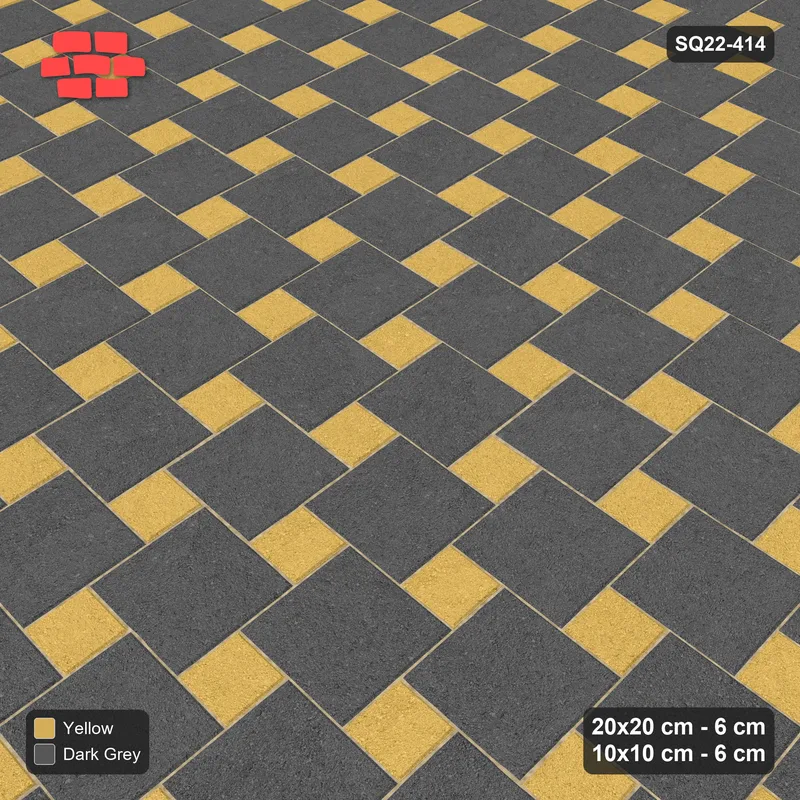 Interlock (Pasco) 20x20 cm · SQ22-414 · Offset Lattice, Swapped - Mustard Slate · Side view