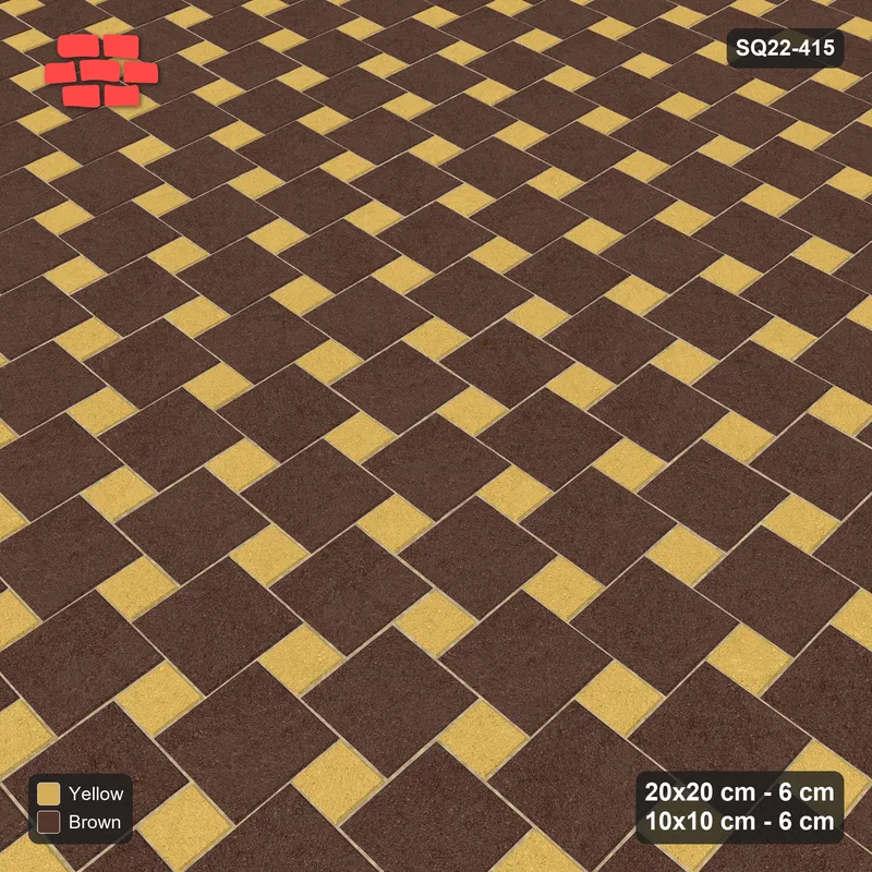 Interlock (Pasco) 20x20 cm · SQ22-415 · Offset Lattice, Swapped - Harvest (Mirrored) + Kerb · Side view