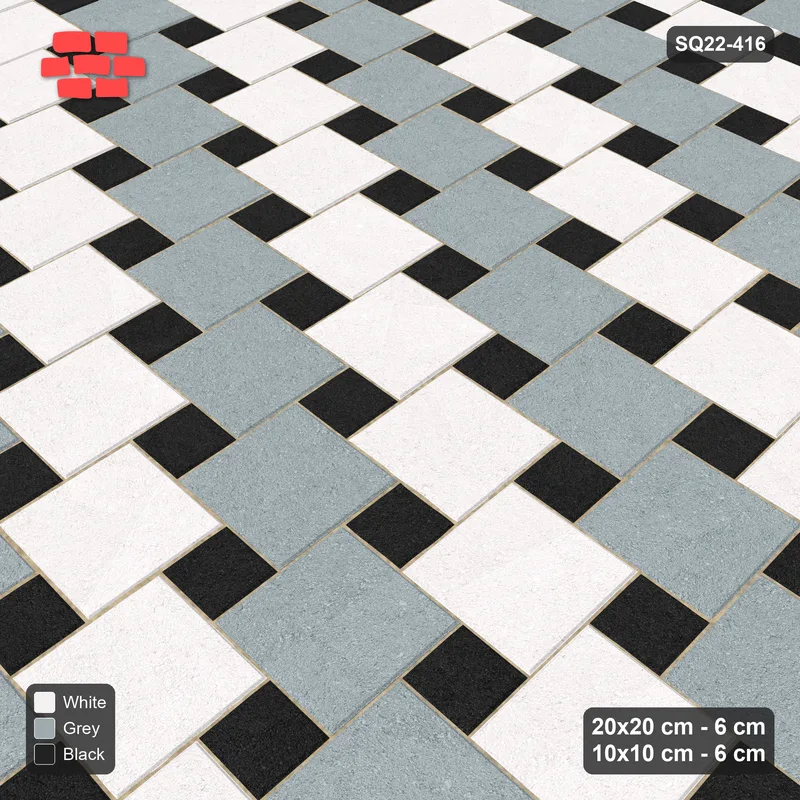 Interlock (Pasco) 20x20 cm · SQ22-416 · Offset Lattice, Rows - Tuxedo (Mirrored) · Side view