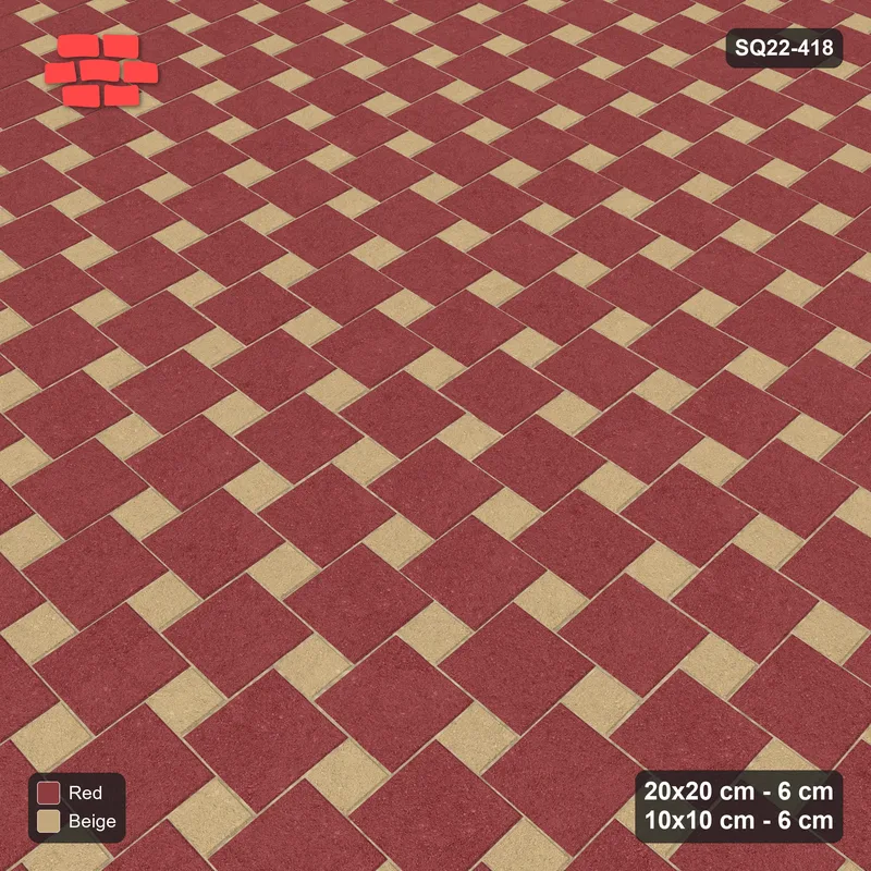 Interlock (Pasco) 20x20 cm · SQ22-418 · Offset Lattice, Solid - Terracotta (Mirrored) · Side view