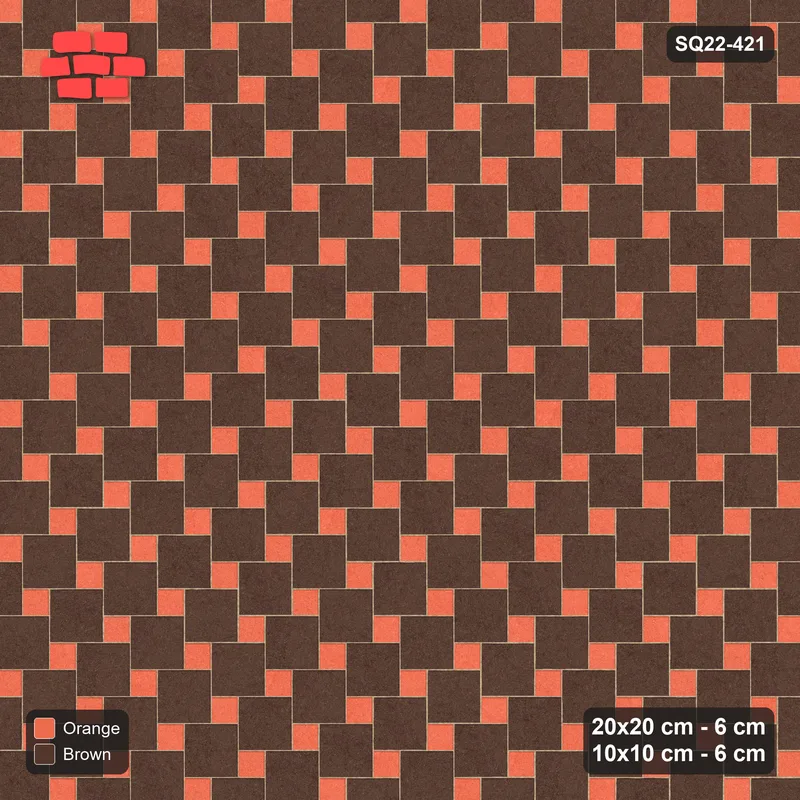 Interlock (Pasco) 20x20 cm · SQ22-421 · Offset Lattice, Swapped - Burnt Clay · Top view