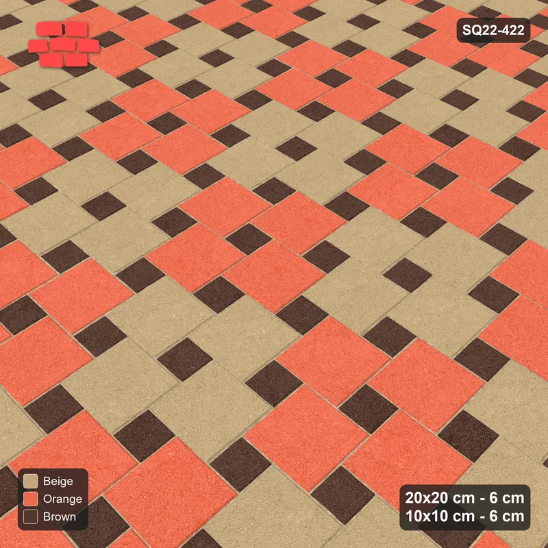 Interlock (Pasco) 20x20 cm · SQ22-422 · Offset Lattice, Checker - Autumn · Side view