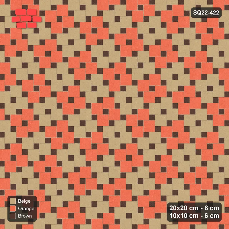 Interlock (Pasco) 20x20 cm · SQ22-422 · Offset Lattice, Checker - Autumn · Top view