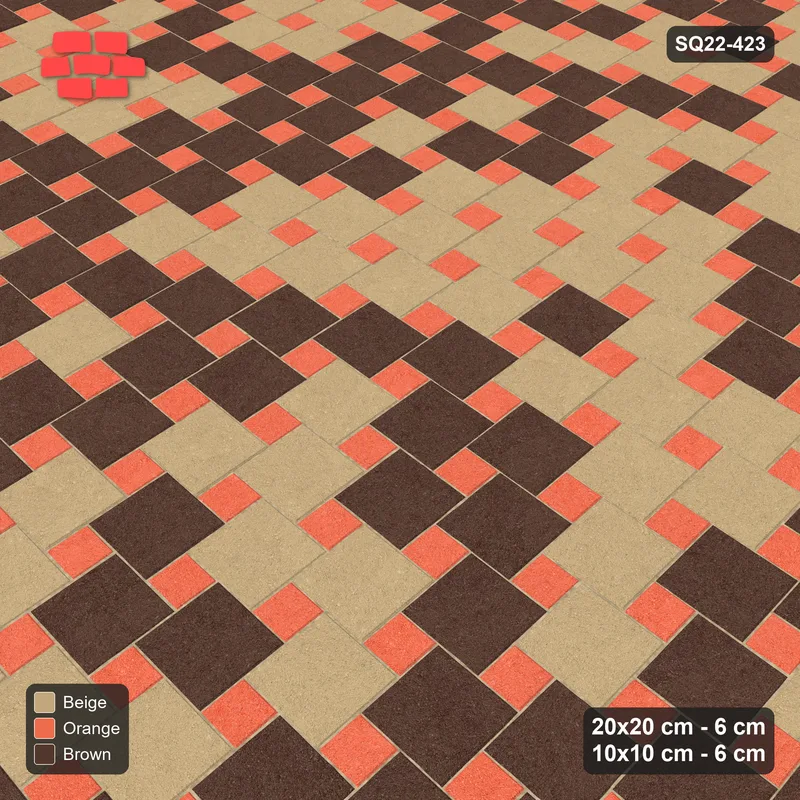 Interlock (Pasco) 20x20 cm · SQ22-423 · Offset Lattice, Blend - Autumn · Side view