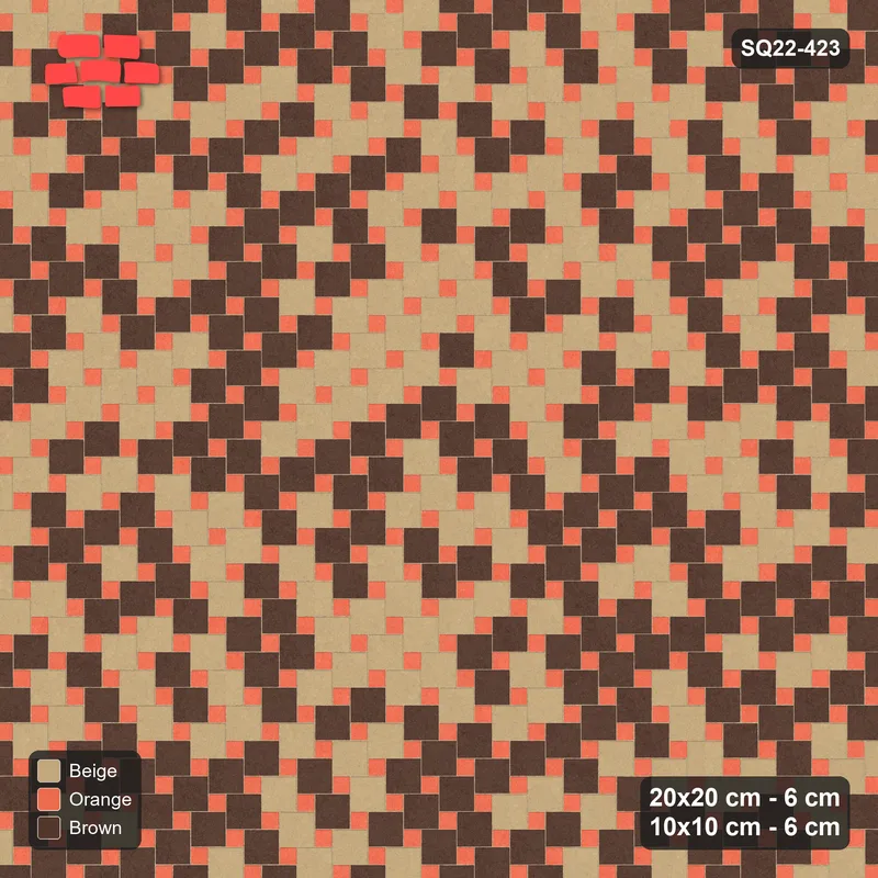 Interlock (Pasco) 20x20 cm · SQ22-423 · Offset Lattice, Blend - Autumn · Top view