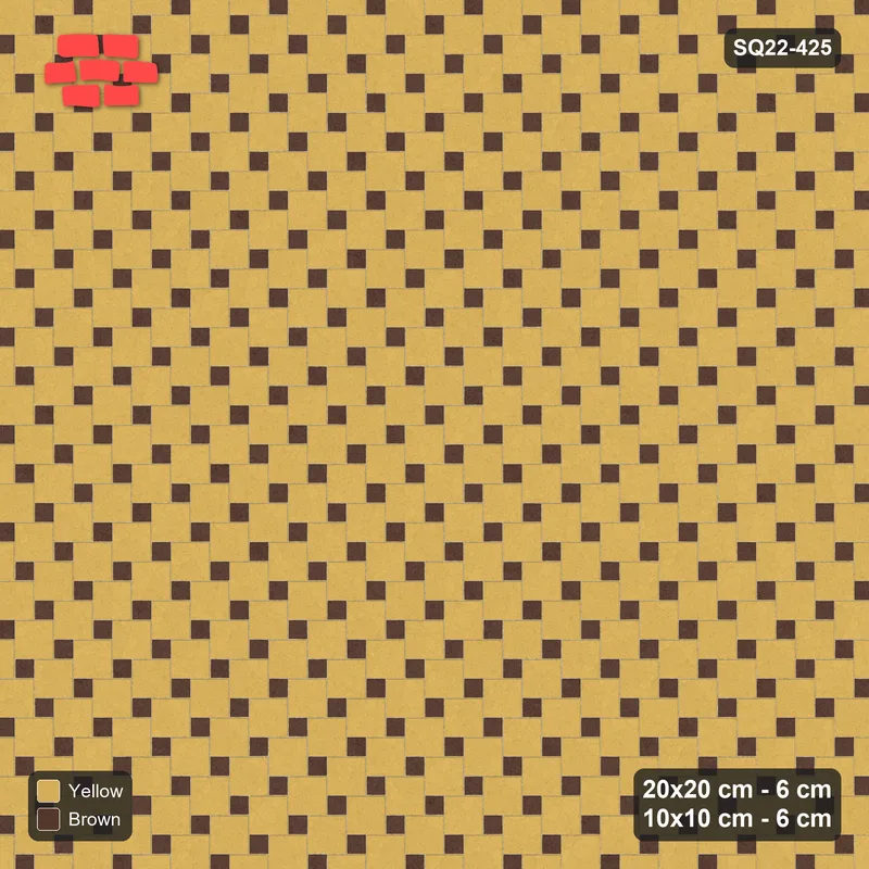 Interlock (Pasco) 20x20 cm · SQ22-425 · Offset Lattice, Solid - Harvest + Kerb · Top view