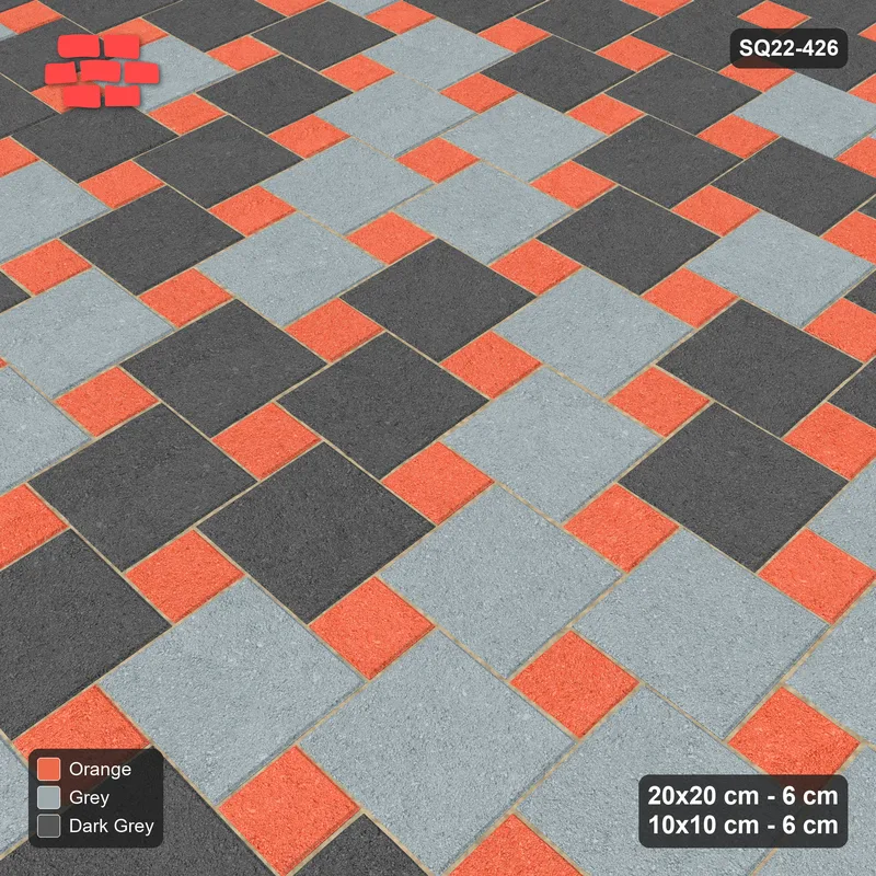 Interlock (Pasco) 20x20 cm · SQ22-426 · Offset Lattice, Blend - Sunset Slate · Side view