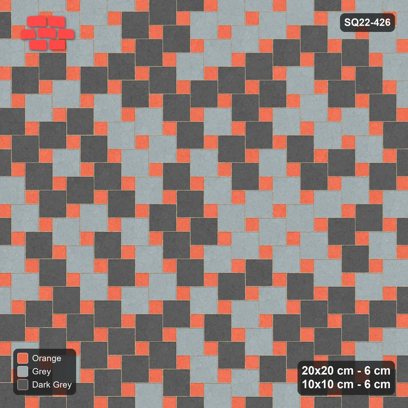 Interlock (Pasco) 20x20 cm · SQ22-426 · Offset Lattice, Blend - Sunset Slate · Top view