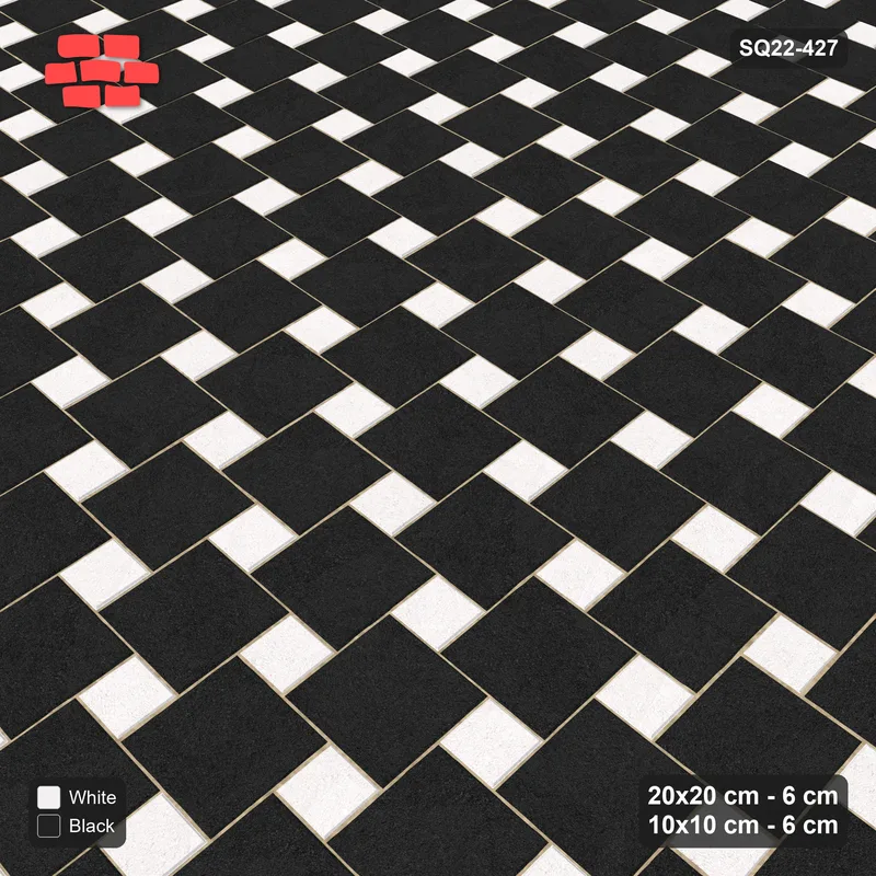 Interlock (Pasco) 20x20 cm · SQ22-427 · Offset Lattice, Swapped - Contrast (Mirrored) · Side view