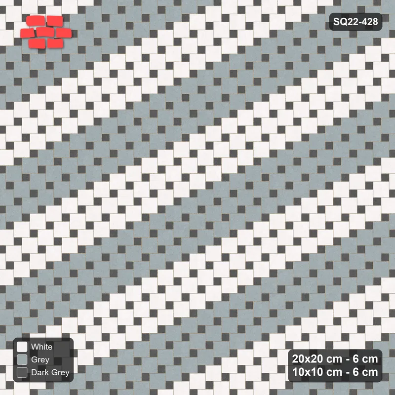 Interlock (Pasco) 20x20 cm · SQ22-428 · Offset Lattice, Bands - Monochrome · Top view