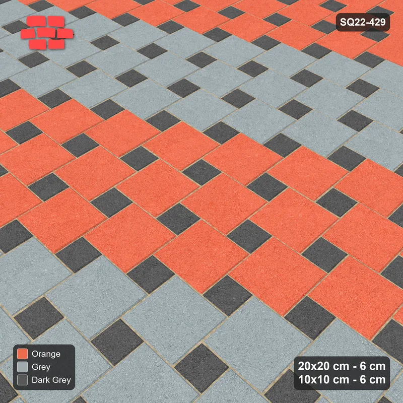 Interlock (Pasco) 20x20 cm · SQ22-429 · Offset Lattice, Bands - Sunset Slate · Side view