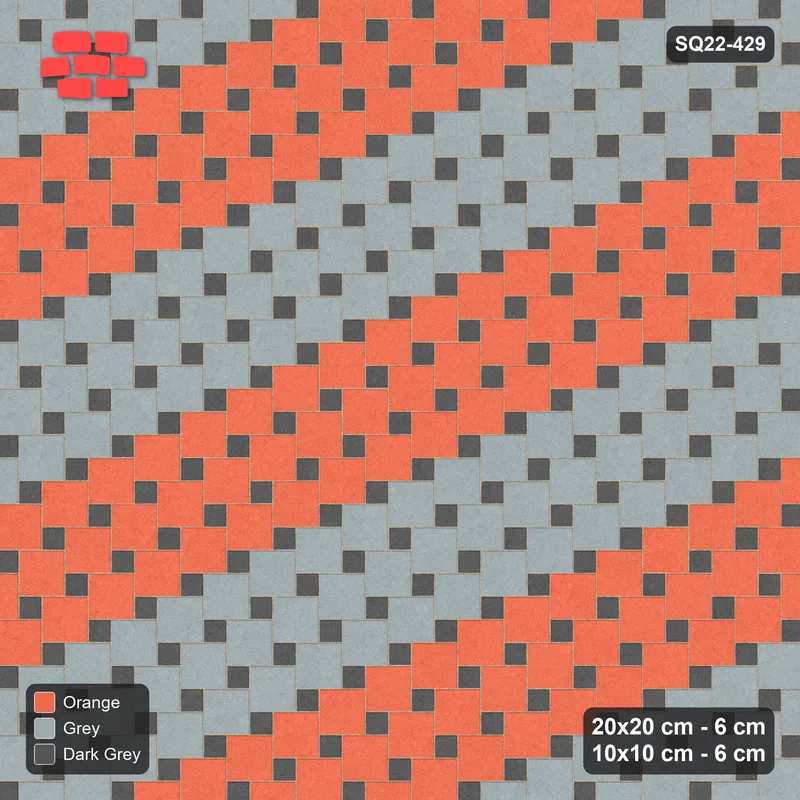 Interlock (Pasco) 20x20 cm · SQ22-429 · Offset Lattice, Bands - Sunset Slate · Top view