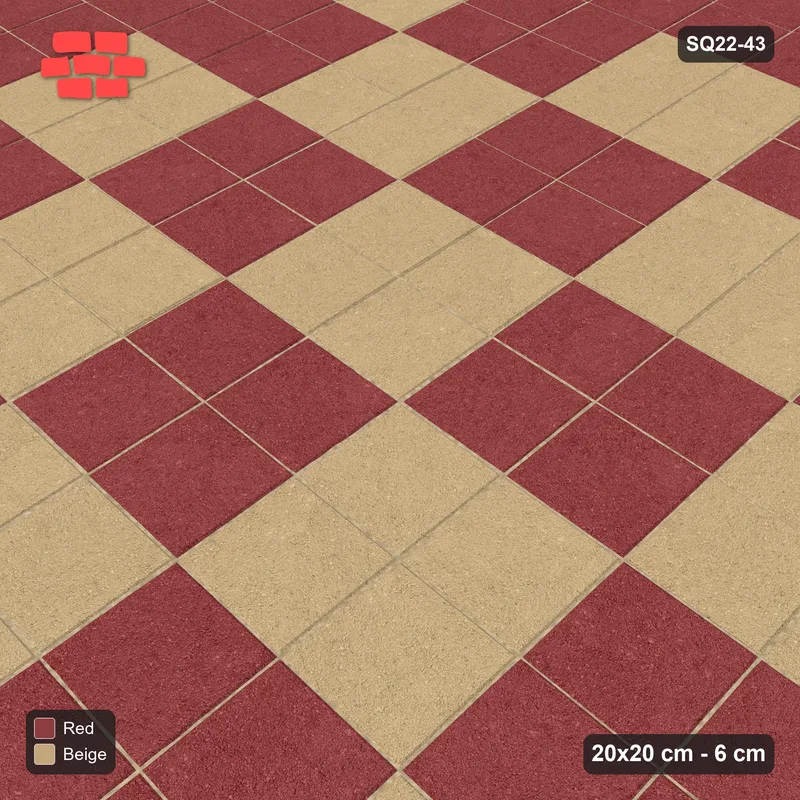 Interlock (Pasco) 20x20 cm · SQ22-43 · Red Border Block Checker · Side view
