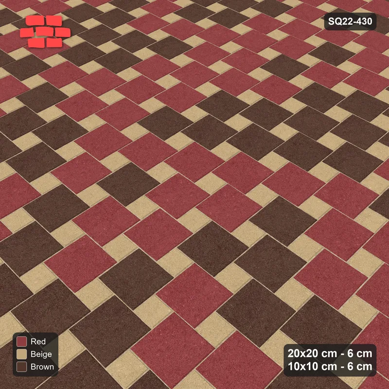 Interlock (Pasco) 20x20 cm · SQ22-430 · Offset Lattice, Blend - Tuscany + Kerb · Side view