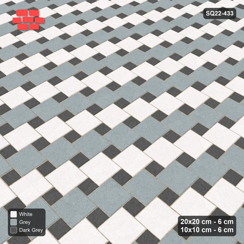 Interlock (Pasco) 20x20 cm · SQ22-433 · Offset Lattice, Stripes - Monochrome (Mirrored) · Side view