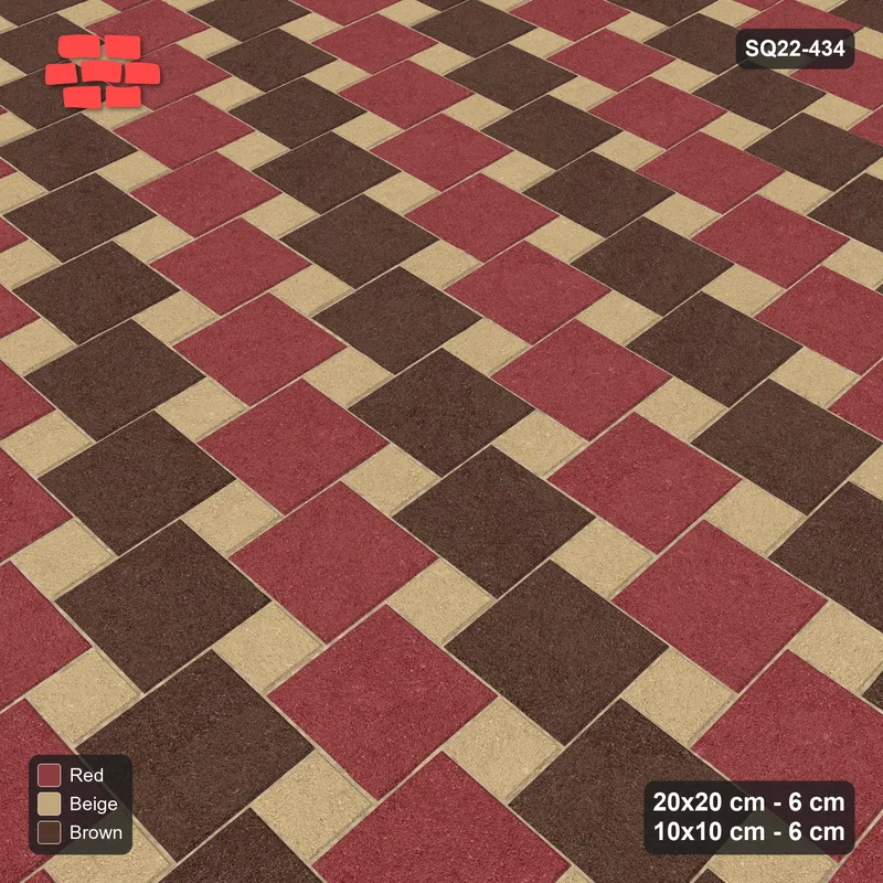 Interlock (Pasco) 20x20 cm · SQ22-434 · Offset Lattice, Rows - Tuscany (Mirrored) · Side view