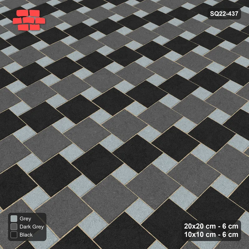 Interlock (Pasco) 20x20 cm · SQ22-437 · Offset Lattice, Stripes - Graphite Scale (Mirrored) · Side view