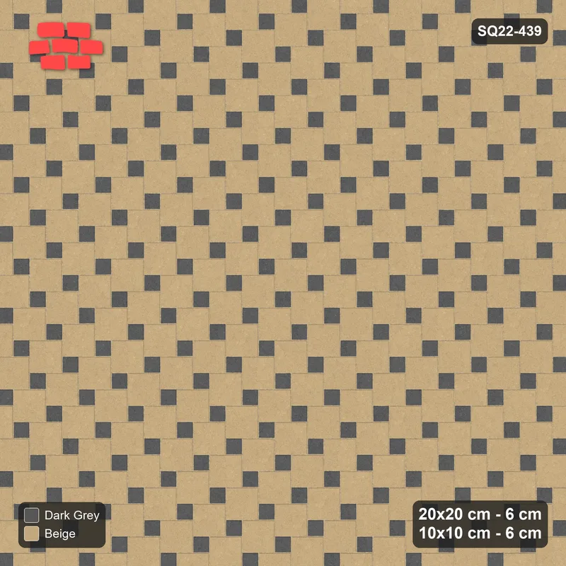 Interlock (Pasco) 20x20 cm · SQ22-439 · Offset Lattice, Swapped - Stone & Earth · Top view