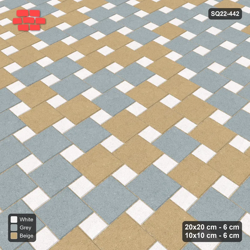 Interlock (Pasco) 20x20 cm · SQ22-442 · Offset Lattice, Blend - Coastal (Mirrored) · Side view