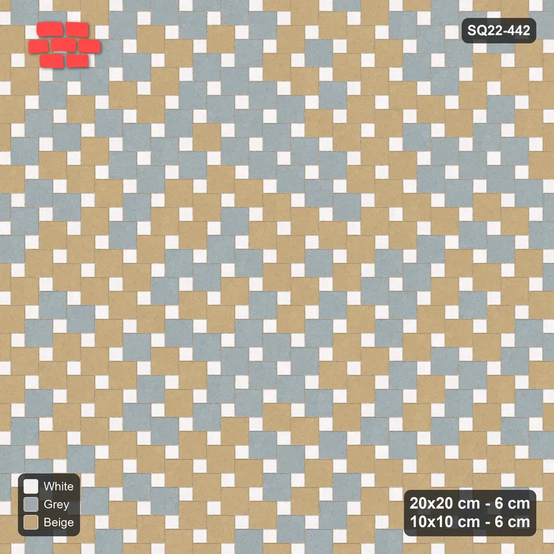 Interlock (Pasco) 20x20 cm · SQ22-442 · Offset Lattice, Blend - Coastal (Mirrored) · Top view