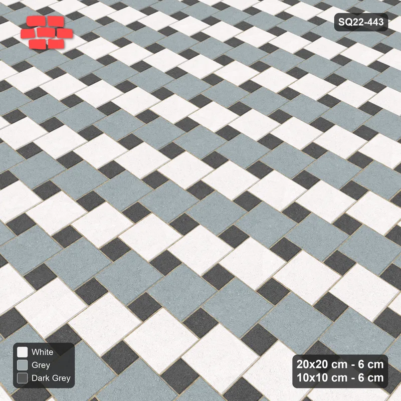 Interlock (Pasco) 20x20 cm · SQ22-443 · Offset Lattice, Rows - Monochrome · Side view