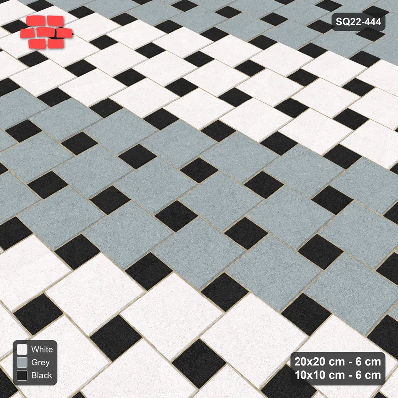 Interlock (Pasco) 20x20 cm · SQ22-444 · Offset Lattice, Bands - Tuxedo · Side view