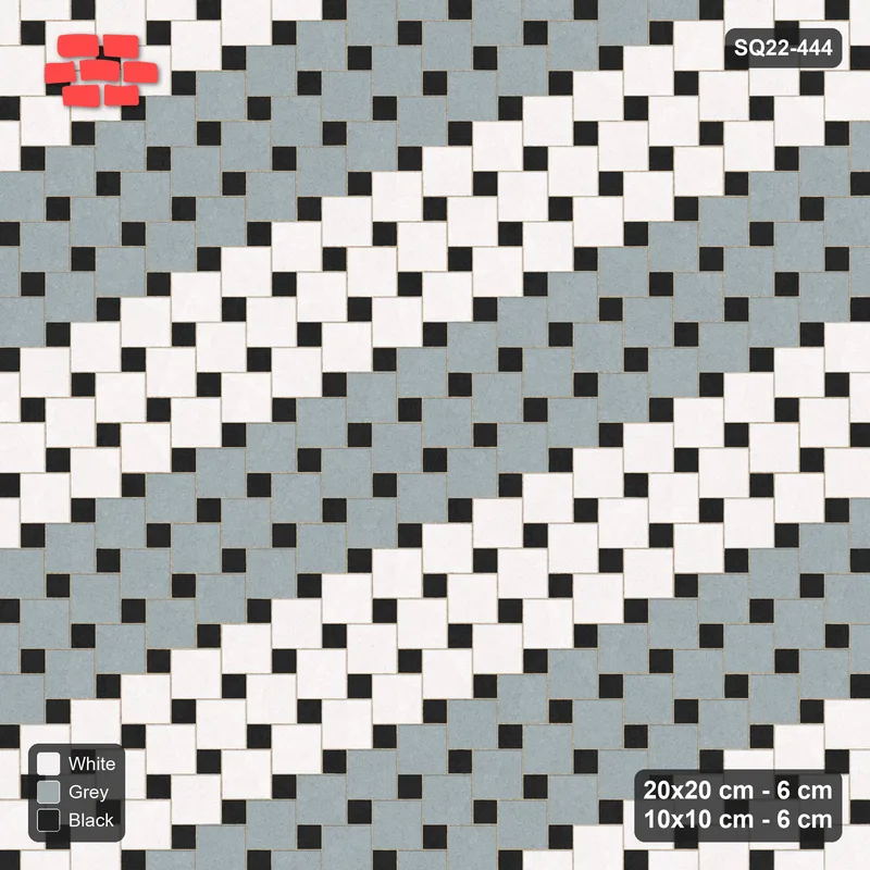 Interlock (Pasco) 20x20 cm · SQ22-444 · Offset Lattice, Bands - Tuxedo · Top view
