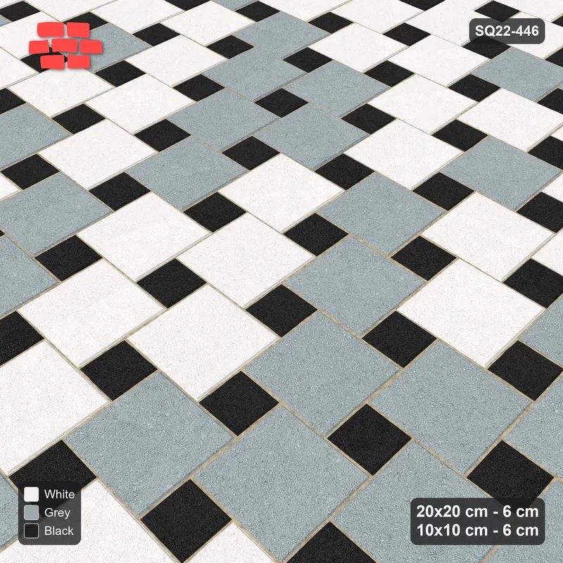 Interlock (Pasco) 20x20 cm · SQ22-446 · Offset Lattice, Blend - Tuxedo · Side view